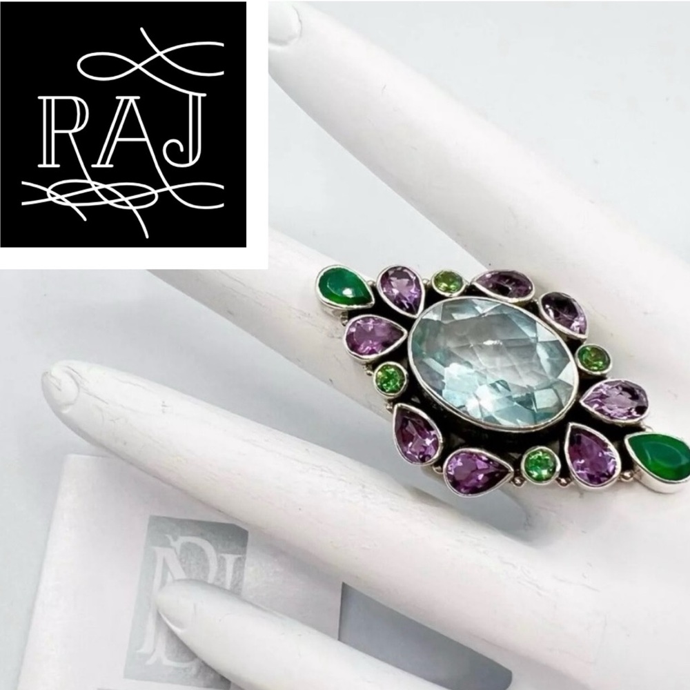 🦋NICKY BUTLER LIMITED RAJ Collection 925 Silver Aqua Quartz Ring Size 7 …